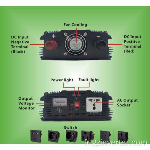 Onduleur et convertisseur d&#39;onde sinusoïdale pure 1000 watt